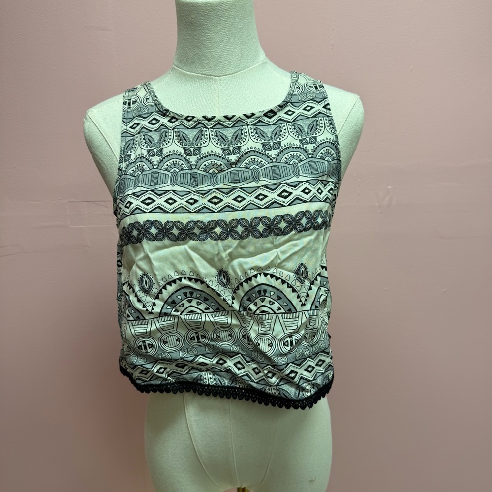 Miami Black and White Boxy Crop Tank Top